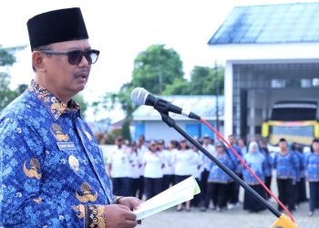 Wakil Bupati Simalungun H Zonny Waldi saat memberikan arahan pada ASN di lingkungan Pemkab Simalungun pada apel Hari Kesadaran Nasional ( HKN) di Pamatang Raya.( nawasenanews/ist)