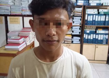 Tersangka WM (23) diduga pengedar narkoba yang berhasil ditangkap ibu ibu di di desa Bah Tonang (Nawasenanews/ Ist ).