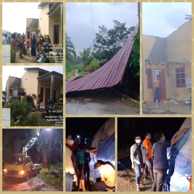 Sebuah rumah yang diterpa angin puting beliung di kelurahan Tambun Nabolon mendapat bantuan dari Pemko Pematang Siantar.( Nawasenanews/Ist)