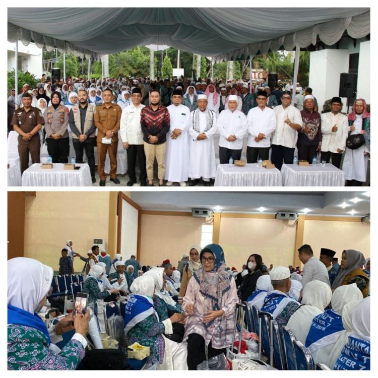 Kepulangan Jamaah Haji asal Kota Pematang Siantar disambut Wali Kota di Asrama Haji Pangkalan Masyhur di Medan dan oleh Pj Sekda di Pemko Pematang Siantar.( Nawasenanews/ Ist)