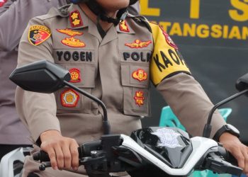 Kapolres Pematang Siantar AKBP Yogen Heroes Baruno SH SIK saat Launching Sirkuit "S" praktek SIM C baru. Bertempat di Lapangan Satpas Polres Pematang Siantar (Nawasenanews/Ist)