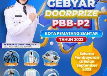 Pemko Pematang Siantar melalui banner membuat pengumuman akan memberi reward bagi wajib pajak yang membayar PBB tepat waktu.( Nawasenanews.com/Ist)