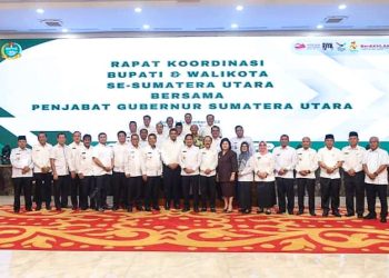 dr Susanti menghadiri rapat kordinasi seluruh kepala daerah se Sumut bersama penjabat Gubernur di Medan.( Nawasenanews/ Ist)