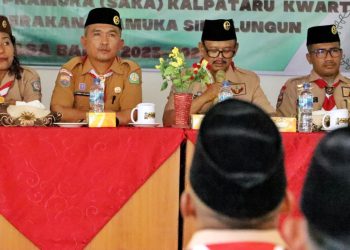 Kepala Kwarcab GP Simalungun membacakan SK pengurus Mabisaka Kwarcab Simalungun periode 2023 - 2026. (Nawasenanews/ Ist)