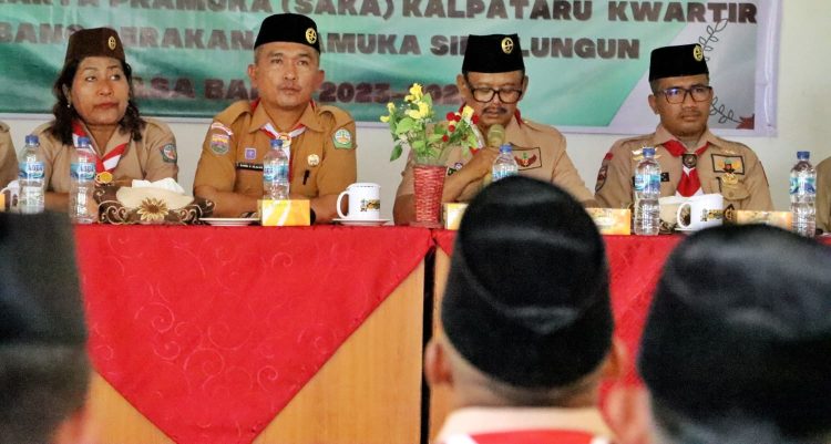 Kepala Kwarcab GP Simalungun membacakan SK pengurus Mabisaka Kwarcab Simalungun periode 2023 - 2026. (Nawasenanews/ Ist)