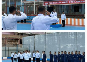 Keterangan Foto : Lapas Narkotika Kelas II-A Pematang Siantar saat melaksanakan kegiatan upacara peringatan hari Pahlawan.(Ist)