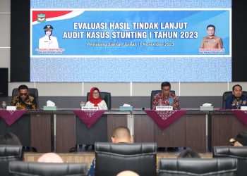 Wali Kota Pematang  Siantar dr Susanti Dewayani SpA membuka Evaluasi Hasil Tindak Lanjut Audit Kasus Stunting I Tahun 2023. (Nawasenanews/ Ist)