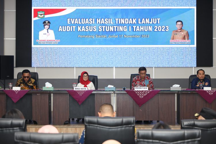 Wali Kota Pematang  Siantar dr Susanti Dewayani SpA membuka Evaluasi Hasil Tindak Lanjut Audit Kasus Stunting I Tahun 2023. (Nawasenanews/ Ist)