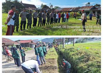 Keterangan Foto : Kapolsek dan Forkompincam Dolok Silau saat laksanakan giat gotong royong untuk bersihkan fasilitas umum.(Ist)