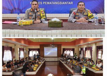 Keterangan Foto : Kapolres Pematang Siantar AKBP Yogen Heroes Baruno SH, SIK saat pimpin repleksi akhir tahun 2023 dan Outlook Tahun 2024. (Ist)