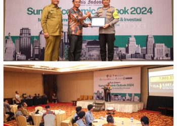 Keterangan Foto : Kapolda Sumut, Irjen Pol Agung Setya Imam Effendi saat menjadi pembicara pada seminar Sumut Economic Outlook 2024. (Ist)