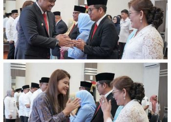 Keterangan Foto : Wali Kota Medan Bobby Nasution saat melantik dan mengambil sumpah empat Pimpinan Tinggi Pratama di Ruang Rapat III Kantor Wali Kota Medan. (Ist)