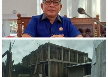 Keterangan Foto : Astronout Nainggolan, Anggota DPRD Siantar Komisi 3 (atas), Bangunan yang diduga tidak memiliki izin terletak di Jl. Rajamin Purba, Kelurahan Bukit Sofa, Kecamatan Siantar Sitalasari