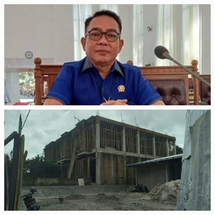 Keterangan Foto : Astronout Nainggolan, Anggota DPRD Siantar Komisi 3 (atas), Bangunan yang diduga tidak memiliki izin terletak di Jl. Rajamin Purba, Kelurahan Bukit Sofa, Kecamatan Siantar Sitalasari