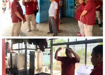 Keterangan Foto : Kalapas Narkotika Kelas IIA Pematangsiantar Robinson Perangin angin bersama Kasibinadik dan jajaran saat langsung turun untuk melihat dan monitoring kondisi dapur di Lapas.