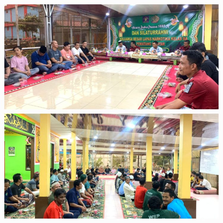 Momen berbuka puasa bersama yang dihadiri jajaran pejabat struktural serta diikuti oleh Staff dan para Warga Binaan Pemasyarakatan ( WBP) serta tokoh lintas agama, yang diadakan di Mesjid At Taubah Lapas Narkotika Kelas IIA Pematangsiantar, Kamis (21/03/2024) ( Nawasenanews/ Ist)