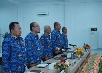 Keterangan Foto : Bupati Asahan H. Surya, B.Sc saat Rakorpem Bulan Maret 2024. (Ist)