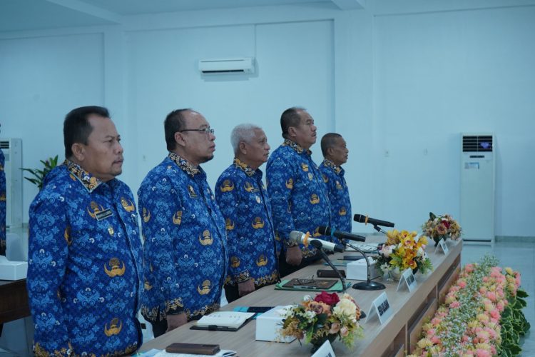 Keterangan Foto : Bupati Asahan H. Surya, B.Sc saat Rakorpem Bulan Maret 2024. (Ist)