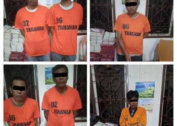 Para tersangka yang berhasil diamankan dalam kasus narkoba tempo 1X24 jam oleh Polres Simalungun.( Nawasenanews/ Ist)